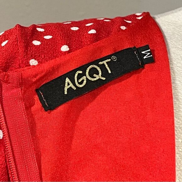 Red Polka Dot v-neck Ruffle short sleeves mini Dress size medium - Picture 7 of 11